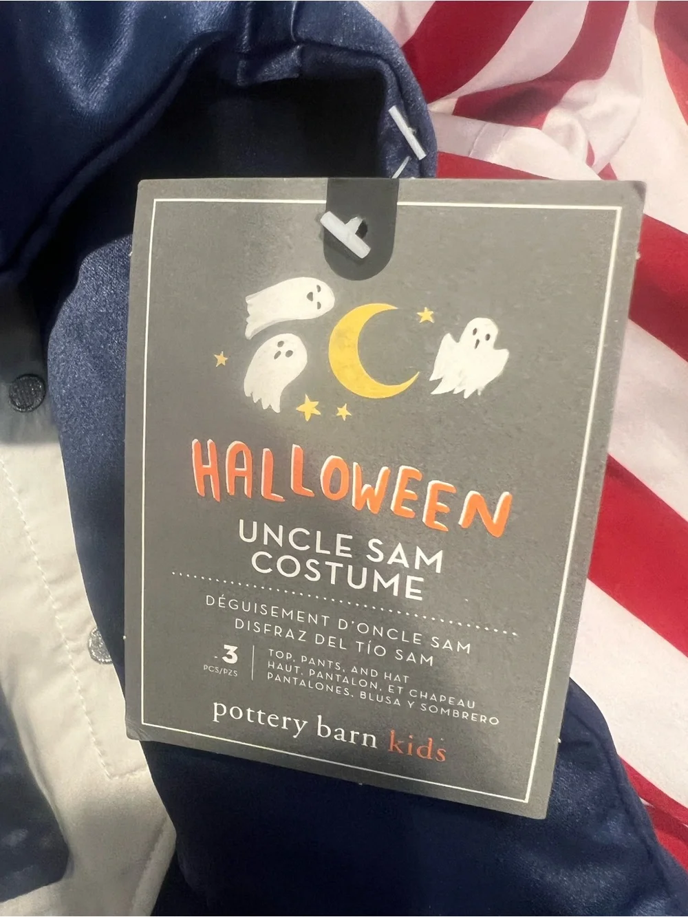 Pottery Barn Kids Uncle Sam Halloween Costume Size 4-6 NWT Hat and Beard